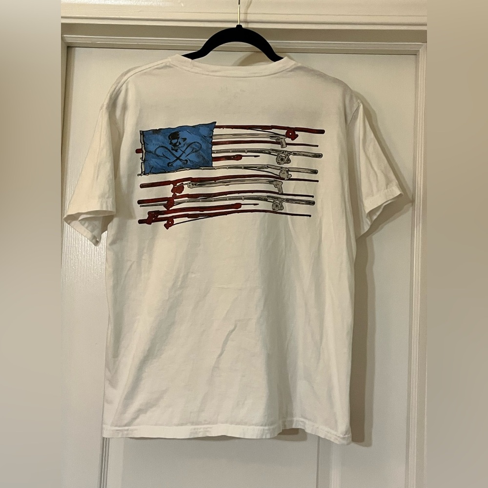Salt Life LIVE SALTY Flag Design White ShortSleeve CrewNeck Cotton Pocket Tee XL